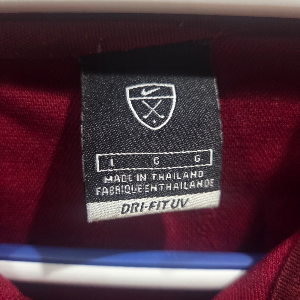 Nike Golf Mens Dri-FIT UV Polo Shirt Burgundy Red Large Short Sleeve Pique - Picture 3 of 8